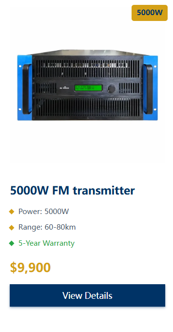 5000W FM transmitter cost analysis ROI